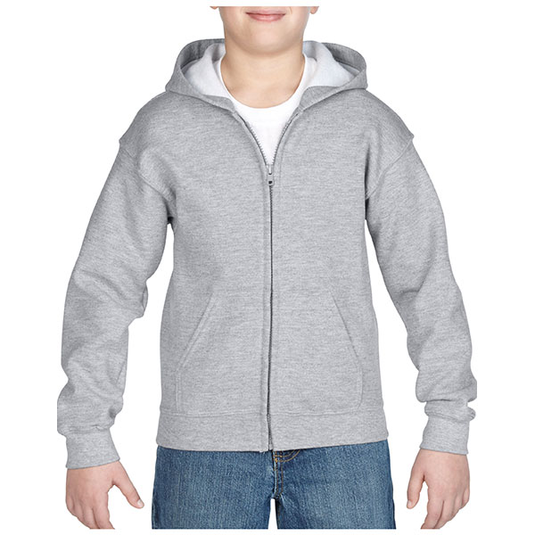 K163 Gildan Childrens Zipped Hooded Sweat