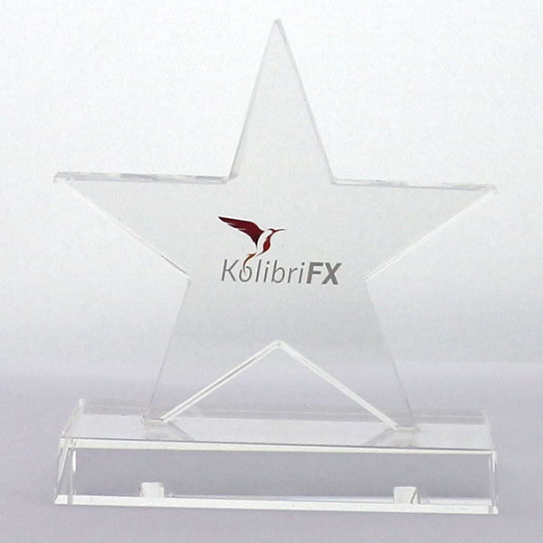 L037 16cm Optical Crystal 5 Pointed Star Award
