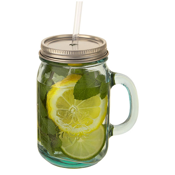 L027 Recycled Glass Mug With Straw 550ml