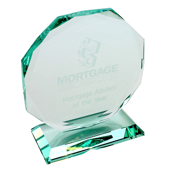 K033 Jade Glass Facetted Octagon Award