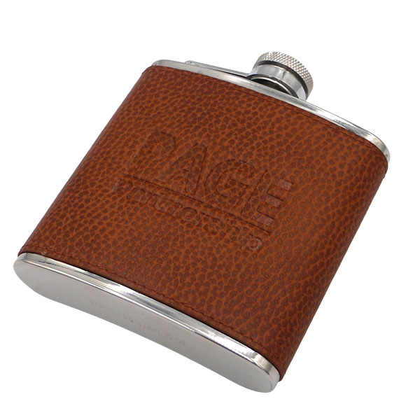 Q035 Pebbled Leather Hip Flask