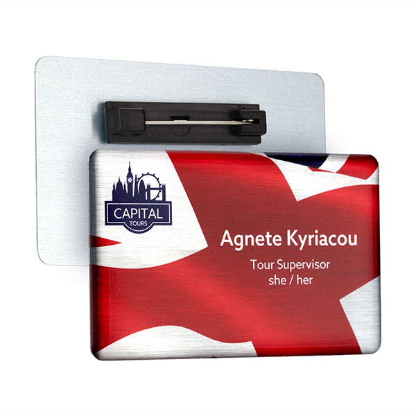 Q074 Domed Metal Name Badge
