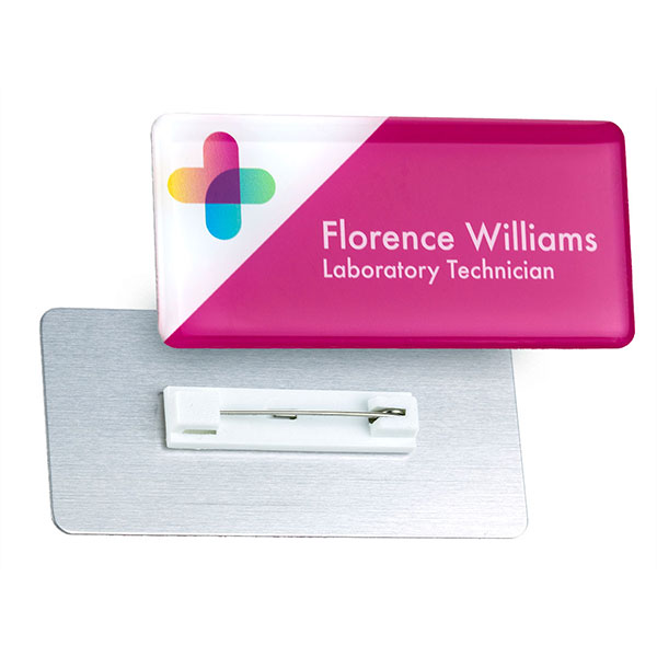 Q074 Domed Metal Name Badge