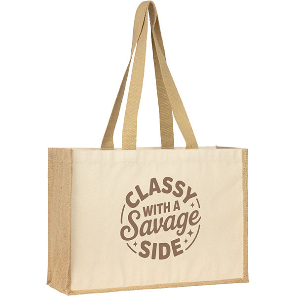 Q047 Brookland Cotton Jute Shopper - Spot Colour