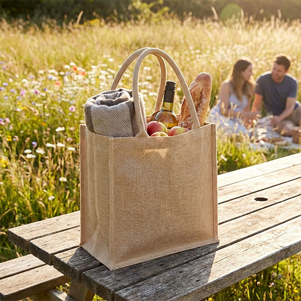 Q048 Green & Innocent Mamba Jute Bag - Spot Colour