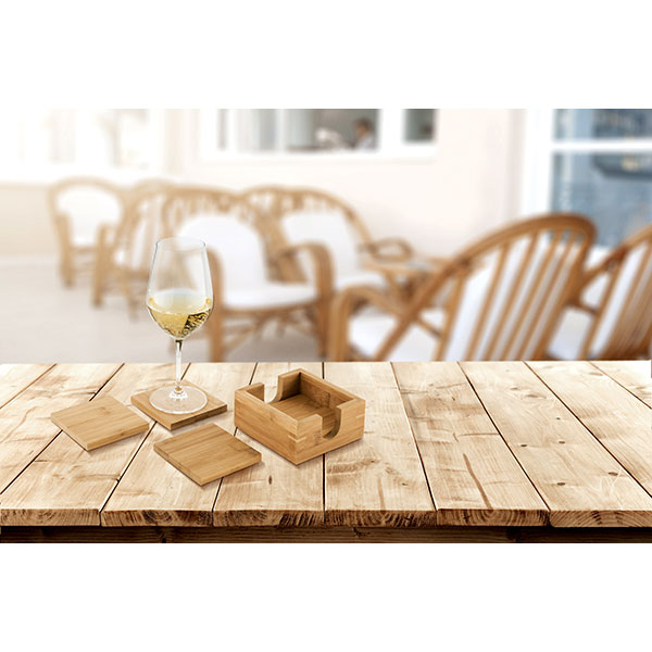 M027 Bamboo Coaster Set 