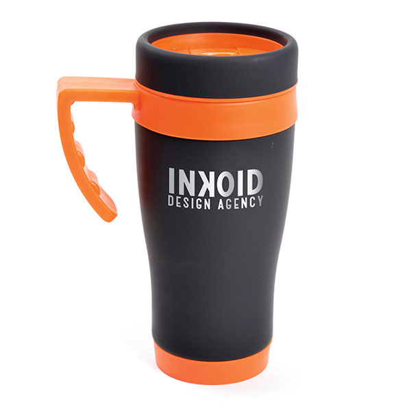 L019 Black Rubberised Travel Mug