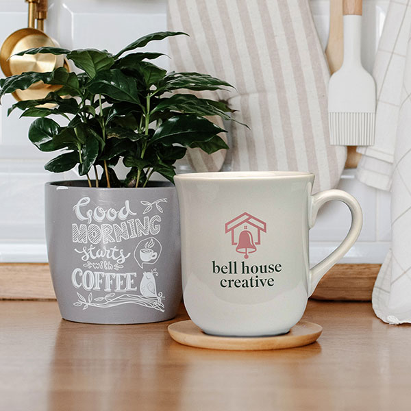 Q088 Bell Earthenware Mug - White