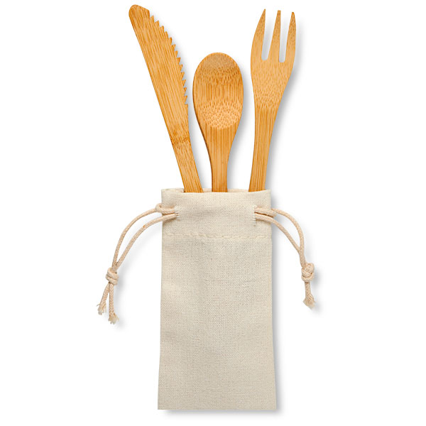 M135 Bamboo Cutlery Set With Pouch