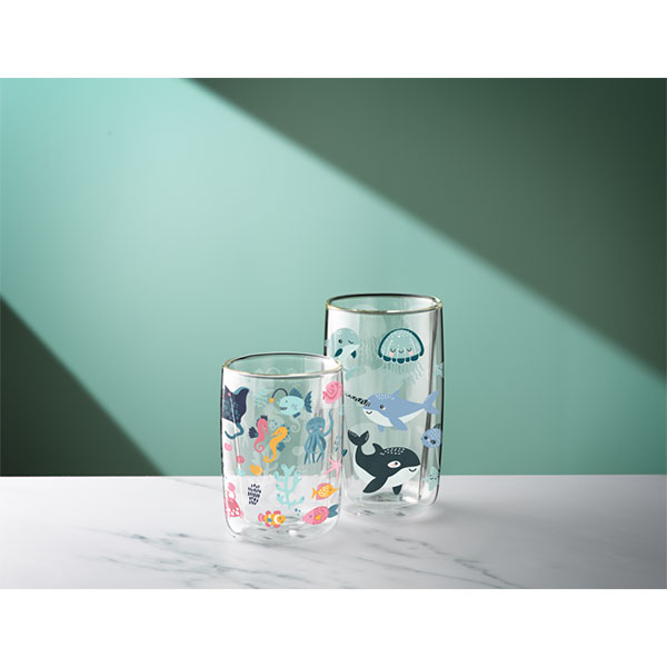 Q094 Chili Calypso Double Walled Drinking Glass - 330ml - Full Colour