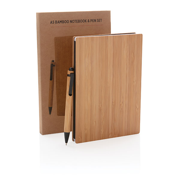 J023 Bamboo A5 Notebook & Pen Set