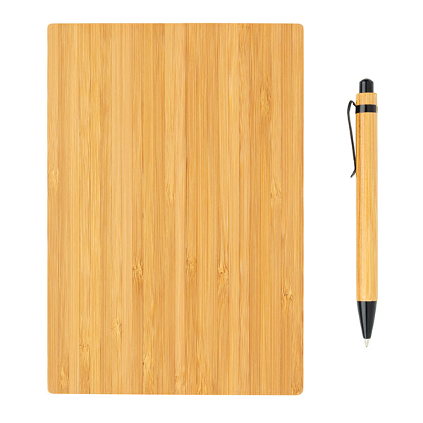 J023 Bamboo A5 Notebook & Pen Set