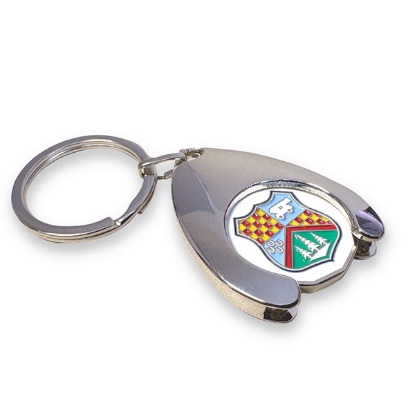 Q032 Stamped Enamel Wishbone Trolley Token Key Ring