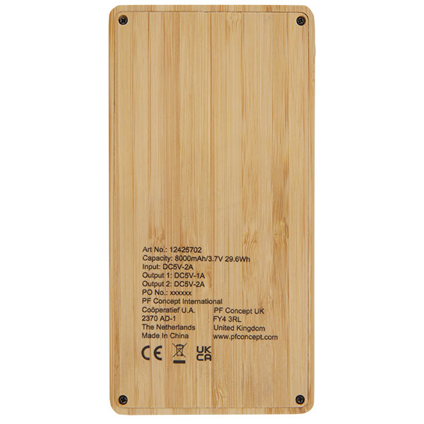 L082 8000mAh Bamboo Solar Powerbank