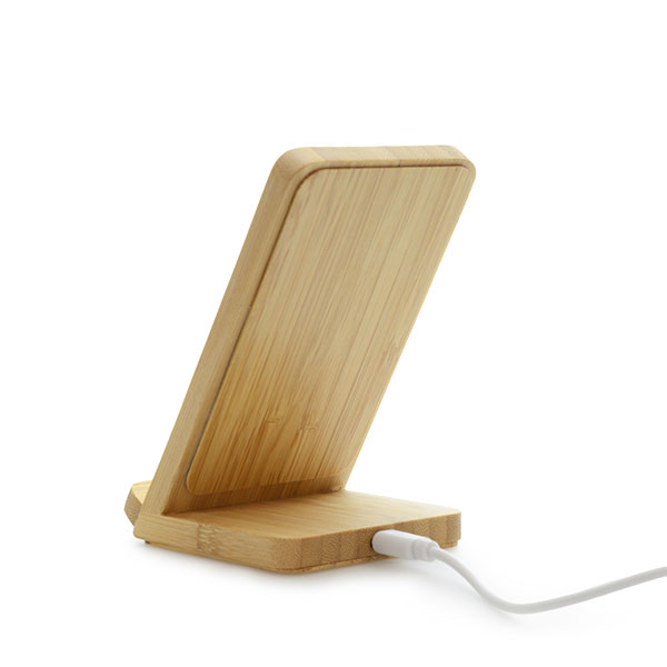 M082 Bamboo Phone Stand With Built In Wireless Charger