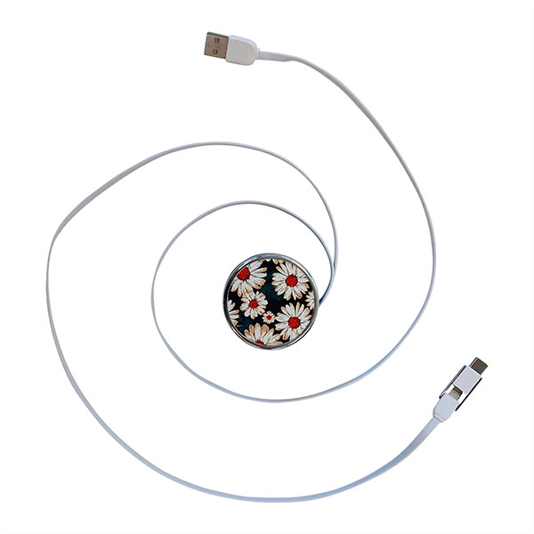 Q013 Circular Retractable Charging Cable - Full Colour
