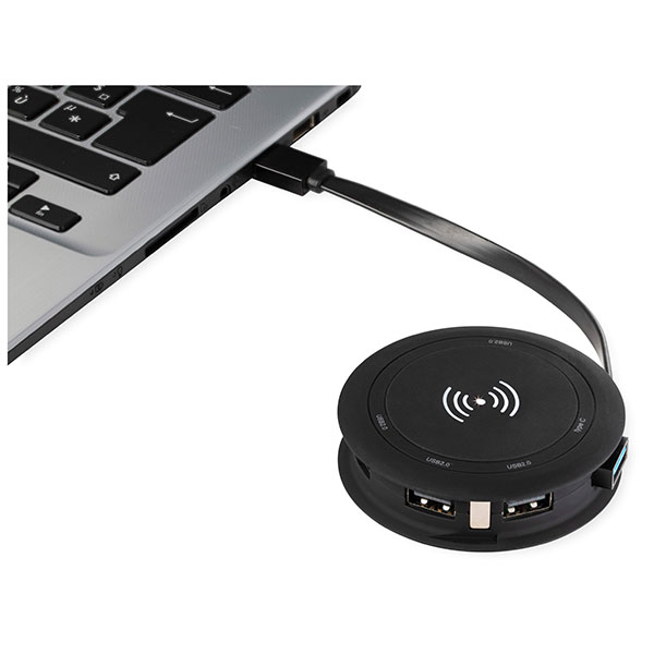 K099 SCX Wireless Charger & USB Hub with Light Up Logo