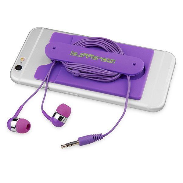 K100 Wired Earbuds & Silicone Phone Wallet