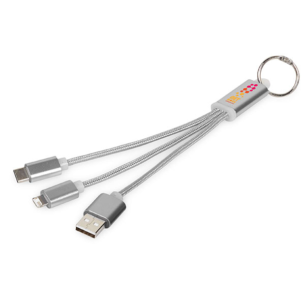 K106 Metal 3 in 1 Charging Cable with Keychain