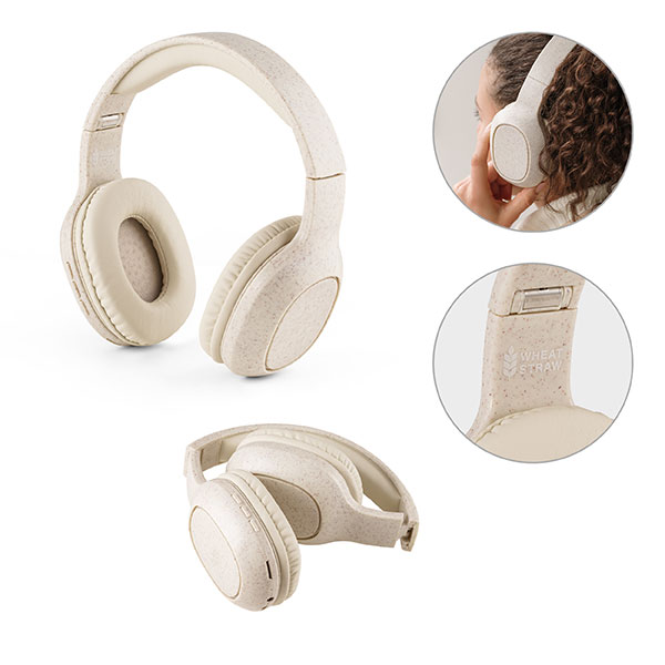 L084 Downham Wheat Straw Foldable Wireless Headphones 