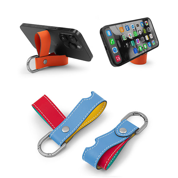 Q015 Recycled Phone Stand Key Ring - Debossed