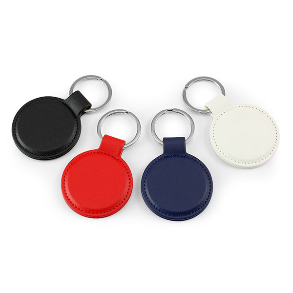 P037 Porto rPET Round Key Ring - Debossed