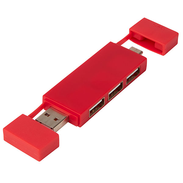 N014  Mulan Dual 3 Port USB Hub - Spot Colour