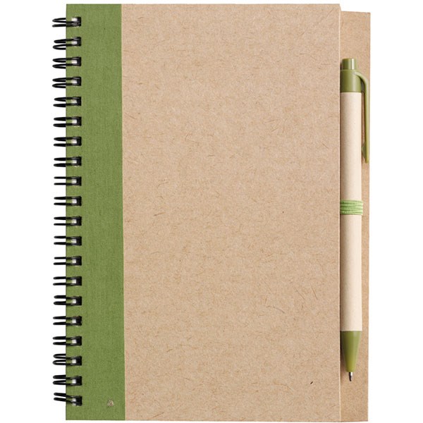 L069 Eco Wirobound Notebook with Pen-Full Colour 