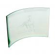 H143 10 x 14.5cm Jade Glass Bevelled Crescent Trophy 