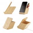 L082 Bamboo Dual Wireless Charger & Pen Holder