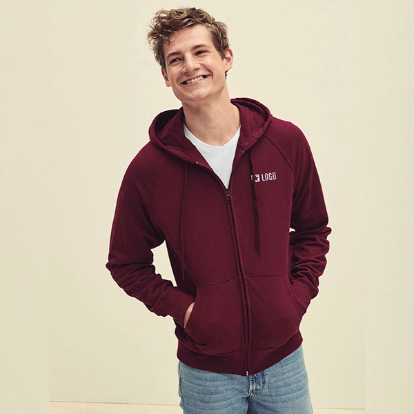 M162 Fruit of the Loom Lightweight Zip Hooded Sweatshirt