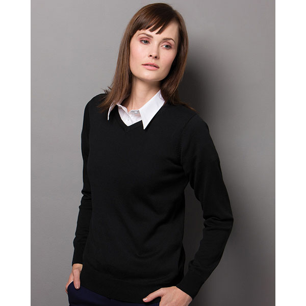 H171 Kustom Kit Ladies Arundel Long Sleeve V-Neck Sweater