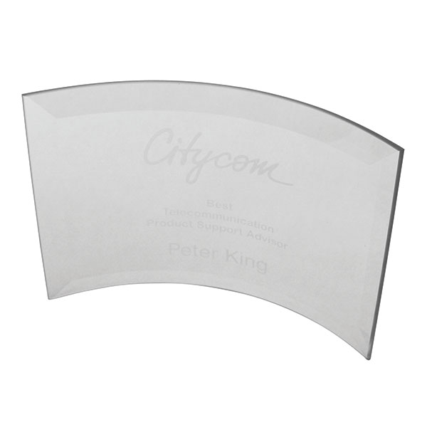 L037 10 x 14.5cm Jade Glass Bevelled Crescent Award