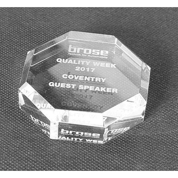 J132 Optical Crystal Octagon Paperweight
