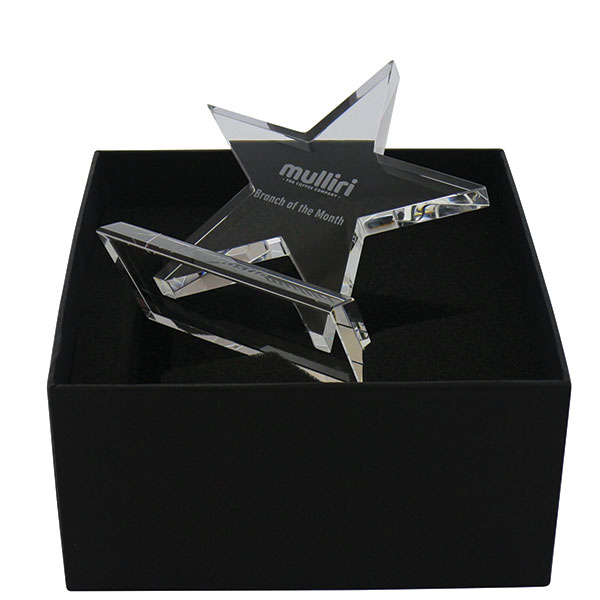 L037 13cm Optical Crystal 5 Pointed Star Award