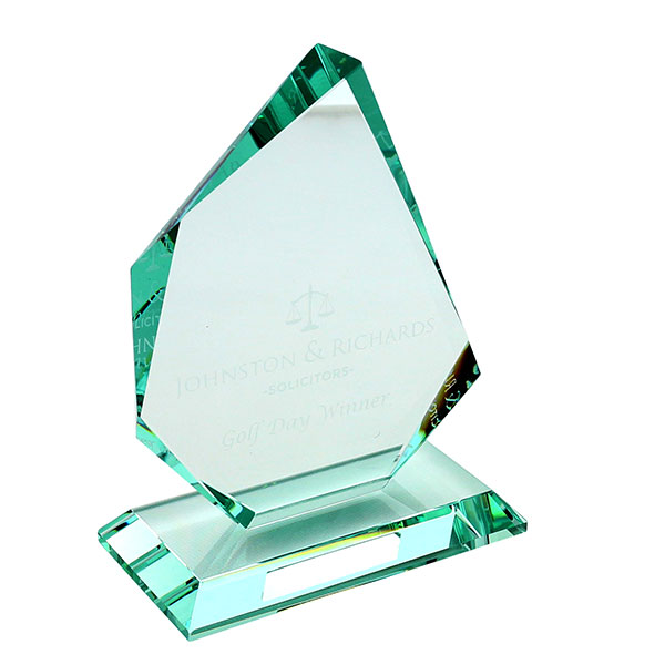 H143 15 x 12.5cm Jade Glass Facetted Ice Peak Award