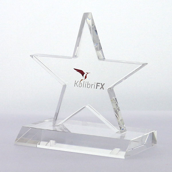 L037 16cm Optical Crystal 5 Pointed Star Award