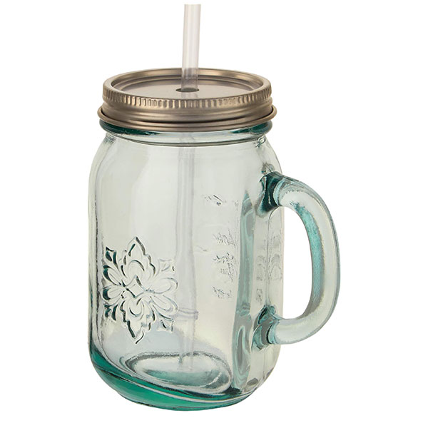 L027 Recycled Glass Mug With Straw 550ml