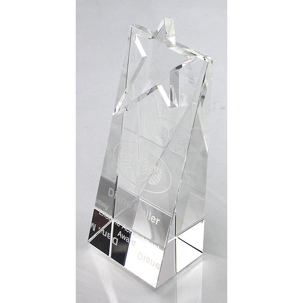 H144 18cm Optical Crystal Star Rectangle Award