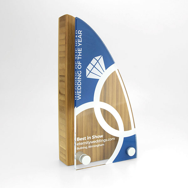 J129 Bamboo Block Award with Acrylic Face Plate