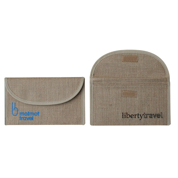 L094 Jute Velcro Closure Travel Document Wallet 