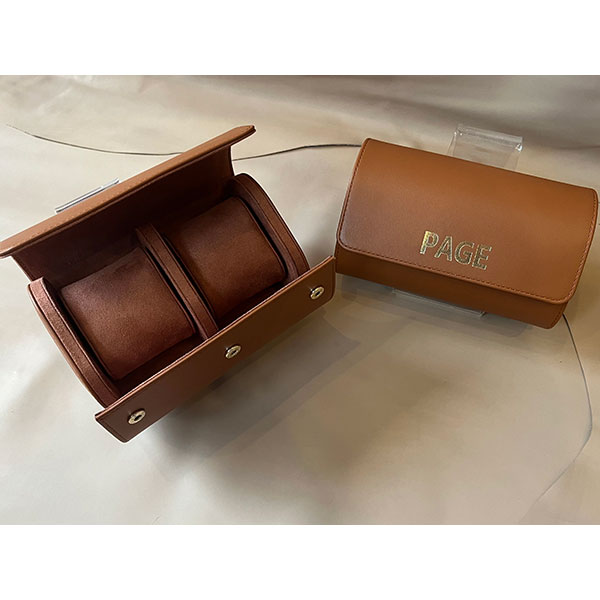 Q035 Pebbled Leather Double Watch Roll