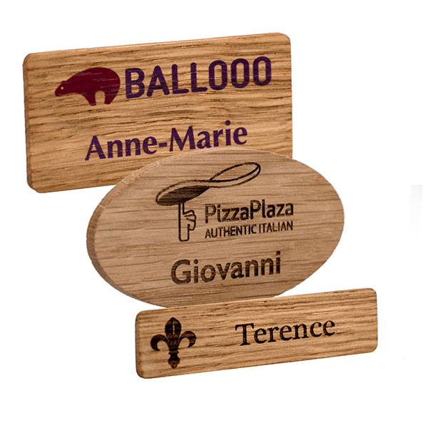 H110 Oak Name Badge - Engraved