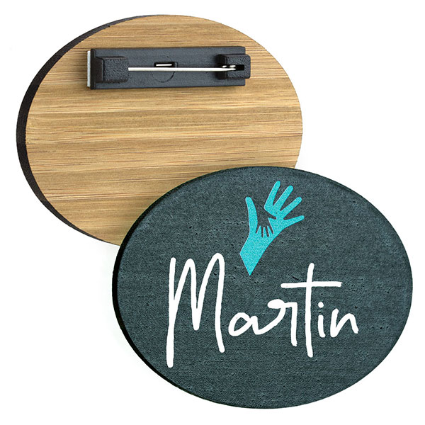 N080 Reusable MOSO Bamboo Blackboard Name Badge