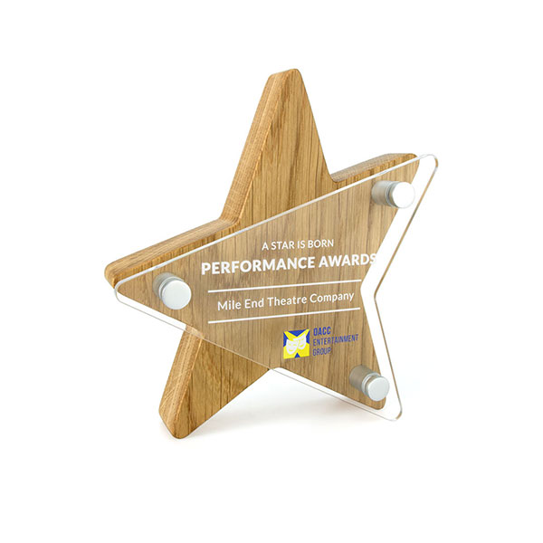 N112 Solid Oak Star With Acrylic Face Plate