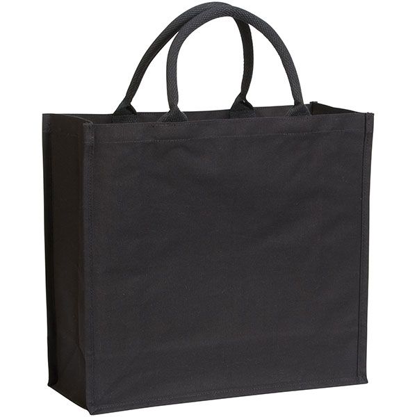 J102 Black Broomfield 7oz Laminated Cotton Tote Bag