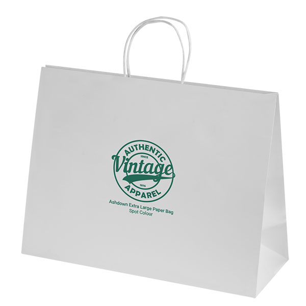 Q051 Ashdown XL White Kraft Paper Gift Bag - Spot Colour