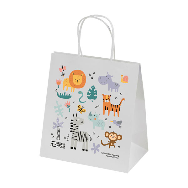 Q051 Ashdown Mini White Kraft Paper Gift Bag - Full Colour