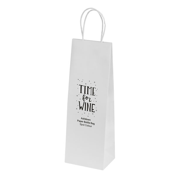 Q051 Ashdown Bottle White Kraft Paper Gift Bag - Spot Colour