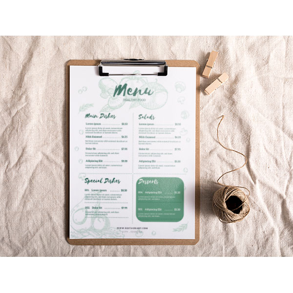 M112 A4 Menu Place Setting